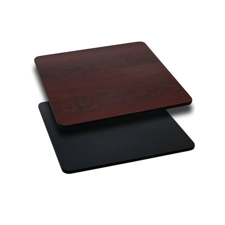 FLASH FURNITURE Square Square Table Top, Black or Mahogany Rever, 24" W, 24" L, 1.125" H, Black/Mahogany XU-MBT-2424-GG