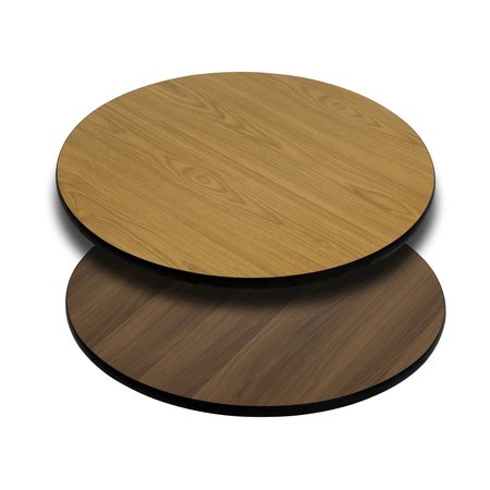 Flash Furniture Round Round Table Top with Natural or Walnut R, 30" W, 30" L, 1.125" H, Laminate Top, Wood Grain XU-RD-30-WNT-GG