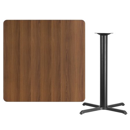 Flash Furniture Square Walnut Lam Table, Square w/X-Base, 42", 42" W, 42" L, 43.125" H, Laminate Top, Wood Grain XU-WALTB-4242-T3333B-GG