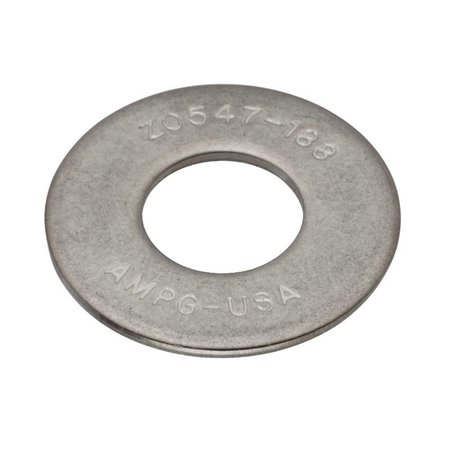 ZORO SELECT Flat Washer, For Screw Size 1/2" , 18-8 Stainless Steel Plain Finish, 100 PK Z0547-188