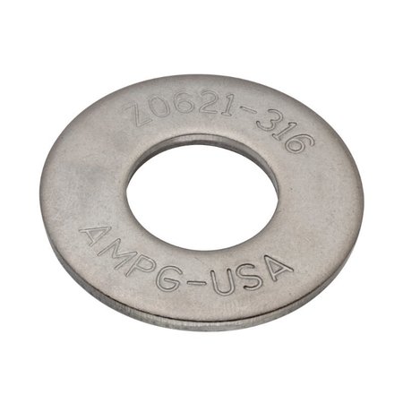 ZORO SELECT Flat Washer, Fits Bolt Size 3/4" , 316 Stainless Steel Plain Finish, 10 PK Z0621-316