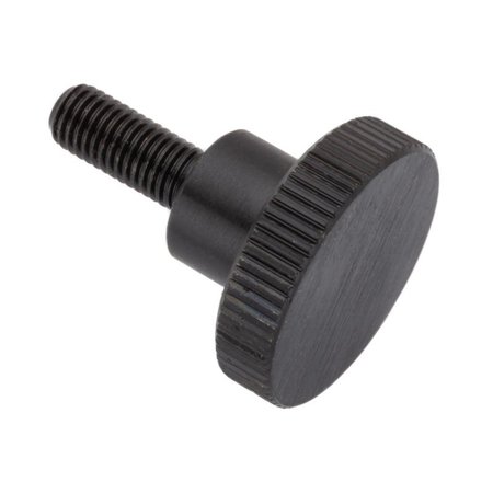 Zoro Select Thumb Screw, 1/4"-28 Thread Size, Round, Black Oxide Steel, 1/4 in Head Ht, 15/16 in Lg Z1066