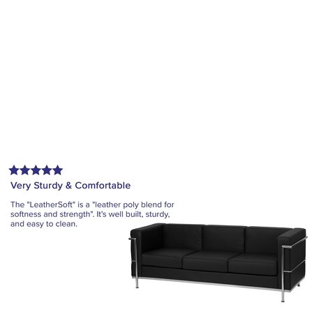 Flash Furniture Sofa, 28-1/2" x 27-1/2", Upholstery Color: Black ZB-REGAL-810-3-SOFA-BK-GG