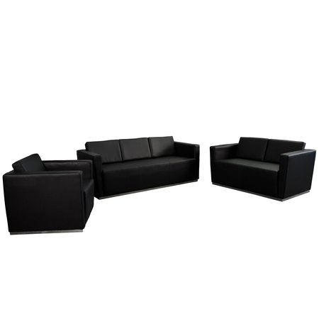 Flash Furniture Living Room Set, 32" x 31", Upholstery Color: Black ZB-TRINITY-8094-SET-BK-GG