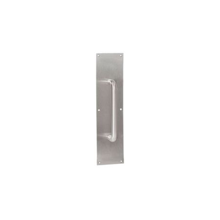 TRIMCO Square Corner Pull Plate with 6" 1194 Pull Satin Chrome 3-1/2"x15" 1017-2.626
