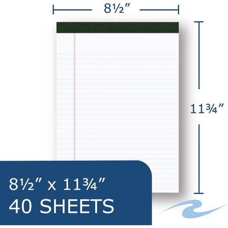 Roaring Spring Case of Bio-Prefered Legal Pads, 8.5"x11.75", 40 sheets/Pad, Premium Paper, Micro-Perforation Ruled 24326cs