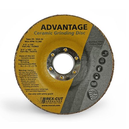 REX CUT Advantage Fiber Disc 5 X 5/8-11 Advantage T29 Ceramic Disc Sga36 792012