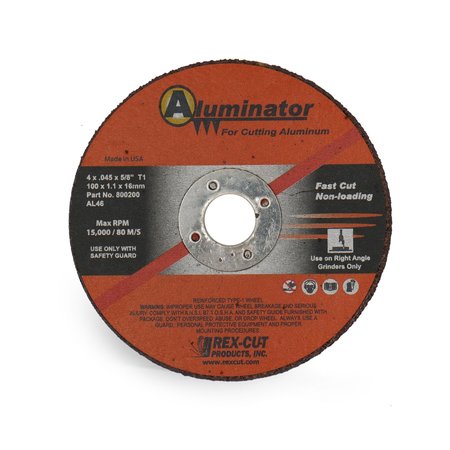 REX CUT Aluminator Cut Off Wheel 4 X .045 X 5/8 T1 Aluminator 800200