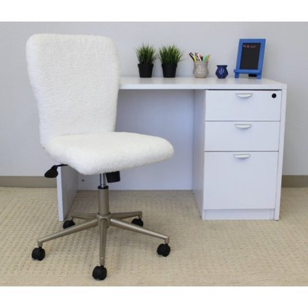 Boss WhiteFur Office Chair, 26"L39"H, Armless, FurSeat, B220Series B220G-FWT