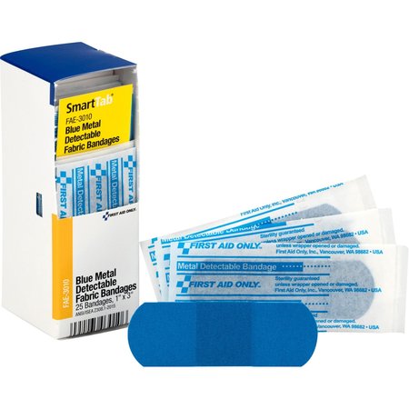 First Aid Only First Aid Kit Refill, 1"X3" Blue Metal Detectable Bandages, 25 Per Box FAE-3010