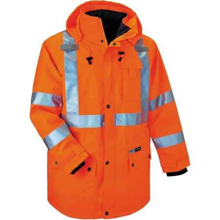 Glowear By Ergodyne XL Insulated Hooded Jacket, Orange 8385