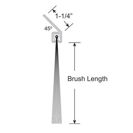 AMERICAN GARAGE DOOR SUPPLY Brushseal, Polyp., 1-1/4-in x 45 Degree Holder, 2-in Brush, 94-in. BP4122-94