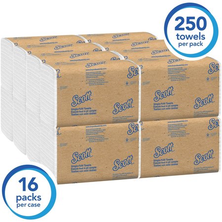 Kimberly-Clark Professional Essential Single Fold Paper Towel, 1 Ply, 250 Sheets, White, 16 PK 01700