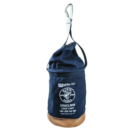 Klein Tools Bucket Bag, Bucket Bag, Black, #4 Flame Resistant Canvas, 1 Pockets 5104CLRFR