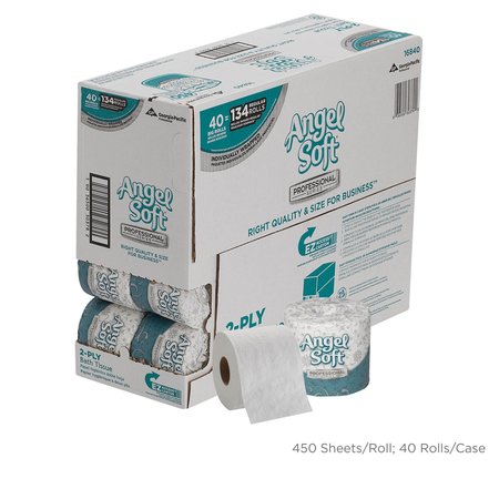 Georgia-Pacific Angel Soft Professional Series, Standard Core, 2 Ply, 450 Sheets, White, 40 PK 16840