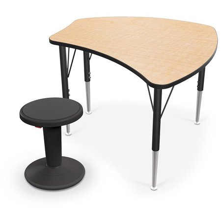 Mooreco Student Desk, 27 1/4 in D, 28 3/4 in W, Fusion Maple, Black 90580