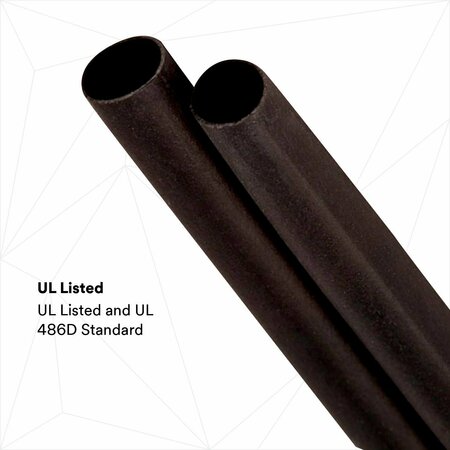 3M Shrink Tubing, 0.8in ID, Black, 6in, PK3 ITCSN-0800-6"-BLACK-12-3 PC PKS