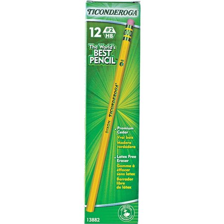 Ticonderoga Pencil, Wood, #2Hb, Preshrpnd, PK12 13806