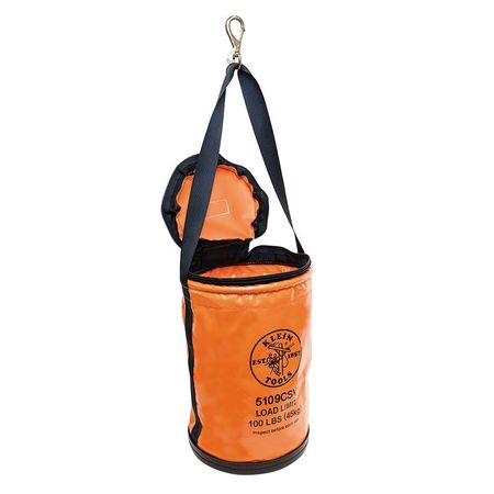 Klein Tools Bucket Bag, Orange, Vinyl, 0 Pockets 5109CSV