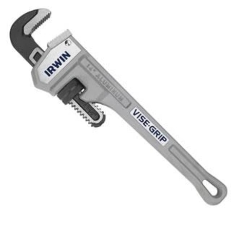 IRWIN 18" L 2-1/2" Cap. Cast Aluminum Pipe Wrench, Cast Aluminum, 18in 2074118