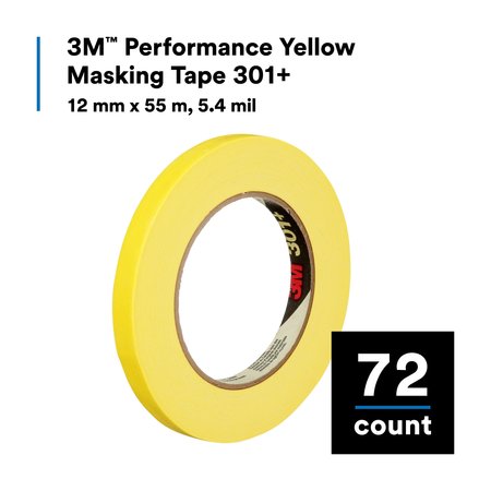 3M Masking Tape, Yellow, 31/64" W, Circle, PK72 301+