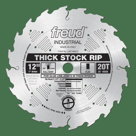 FREUD Thick Stock Rip Blade, 12 LM71M012