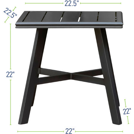 Hanover All-Weather Commercial-Grade Aluminum 22" Square Slat-Top Side Table CMSDTBL-GM