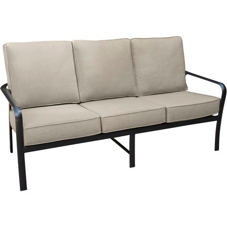 HANOVER Cortino Commercial-Grade Aluminum Sofa with Plush Sunbrella Cushions CORTSOFA-GMASH