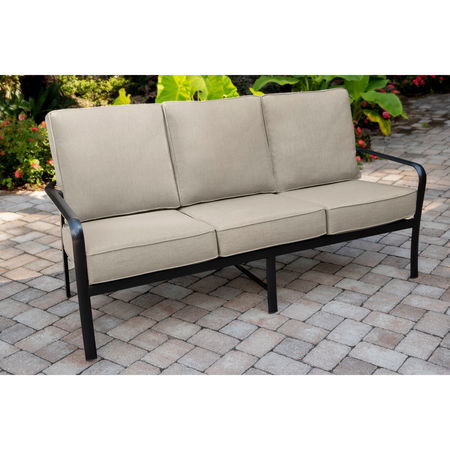 Hanover Cortino Commercial-Grade Aluminum Sofa with Plush Sunbrella Cushions CORTSOFA-GMASH