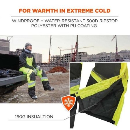 Ergodyne Lime Class E Insulated Bibs, 2XL 8928