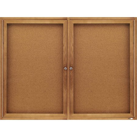 Quartet Enclosed Cork Bulletin Board 4ft x 3ft, Oak 364