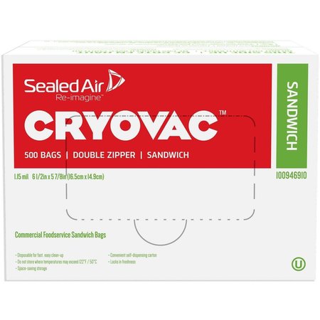 Diversey Cryovac Reseal, Sndwch Bags, 1.15Mil, 500CT 100946910