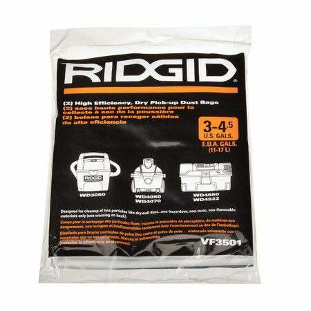 Ridgid Dust Bag, High Efficiency, VF3503, 5-10GL 40153