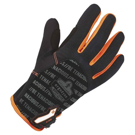 Proflex By Ergodyne Mechanics Gloves, M, Black/Orange, Breathable Polyester Mesh 812