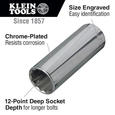 Klein Tools 1/2" Drive, 11/16" SAE Socket, 12 Points 65828