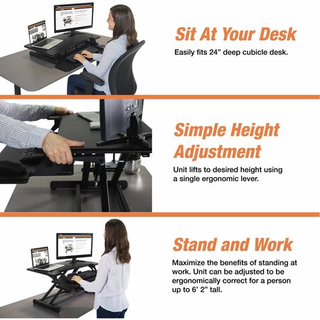 Victor Technology Compact Standing Desk Riser, Black DCX610
