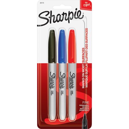 Sharpie Black, Blue, Red Permanent Marker Set, Fine Tip, 3 PK 30173PP