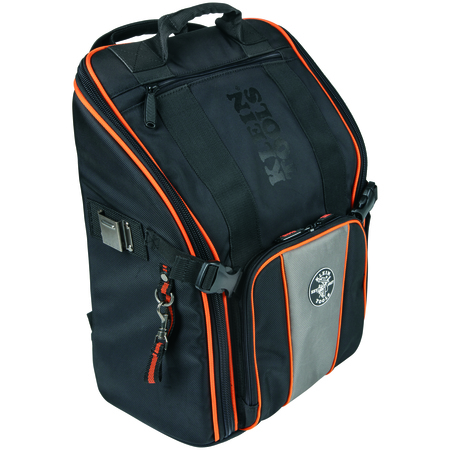 Klein Tools Backpack, Tool Backpack, Black/Gray/Orange, 21 Pockets 55655
