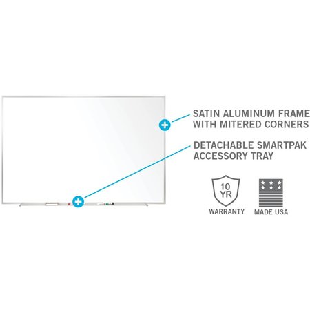 Ghent 36-5/8"x60-5/8" Plastic Whiteboard, Gloss M2-35-4