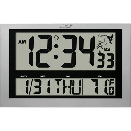 Zoro Select Atomic Dgtl Wall Clock, Jumbo LCD Display 513-1211