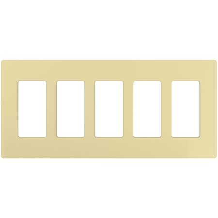 Lutron Designer Wall Plates, Number of Gangs: 5 Gloss Finish, Ivory CW-5-IV