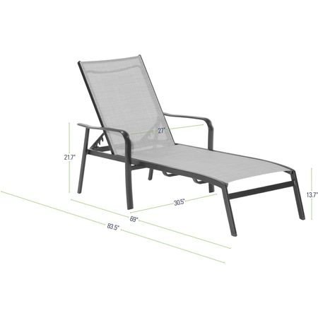 Hanover Foxhill 3-Piece All-Weather Aluminum Chaise Outdoor Lounge Chair Set FOXCHS3PC-GRY