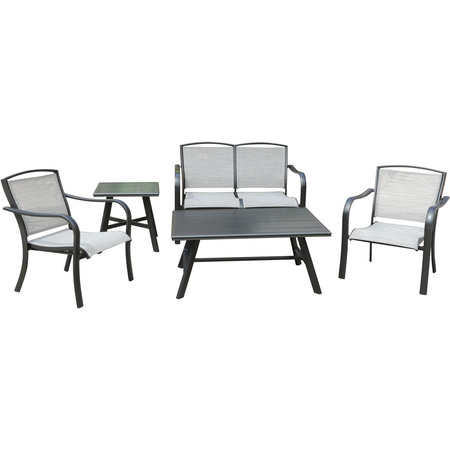 HANOVER Foxhill 5-Piece Commercial-Grade Patio Seating Set FOXHILL5PC-GRY