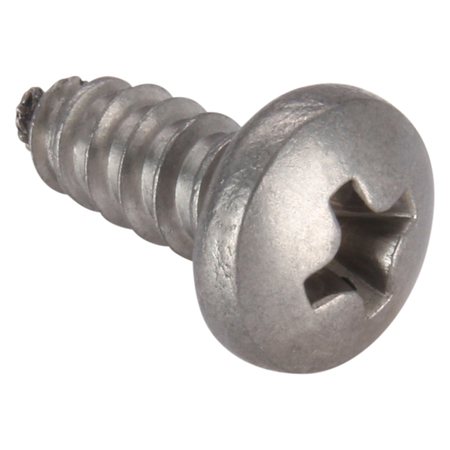 Zoro Select Sheet Metal Screw, #10 x 1/2 in, Plain 18-8 Stainless Steel Pan Head Phillips Drive, 100 PK U51660.019.0050