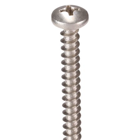 Zoro Select Sheet Metal Screw, #10 x 2-1/2 in, Plain 18-8 Stainless Steel Pan Head Phillips Drive, 100 PK U51660.019.0250