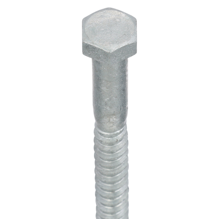 Zoro Select Lag Screw, 1/2 in, 6 in, Steel, Hot Dipped Galvanized Hex External Hex Drive, 25 PK U08450.050.0600