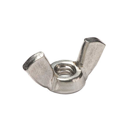 Zoro Select Wing Nut, 1/4"-20, Stainless Steel, Plain, 0.47 in Ht, 1-1/10 in Max Wing Span, 10 PK U51810.025.0001