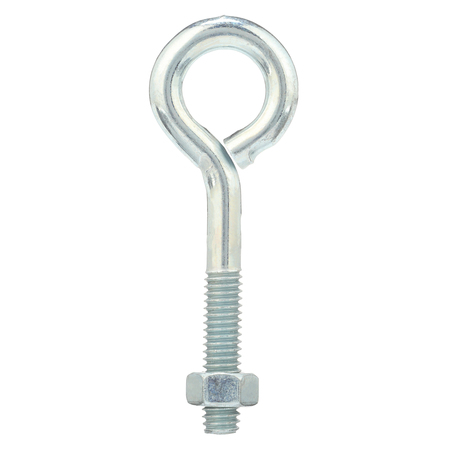 Zoro Select Routing Eye Bolt Without Shoulder, 5/16"-18, 2 in Shank, 5/8 in ID, Steel, Zinc Plated, 10 PK 07095 9