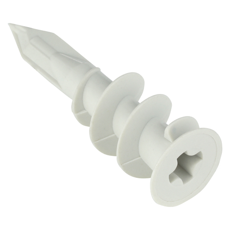 Zoro Select Wall Anchor, 1-5/8" L, Plastic, Not Rated Tension Strength, 100 PK U30530.000.0001