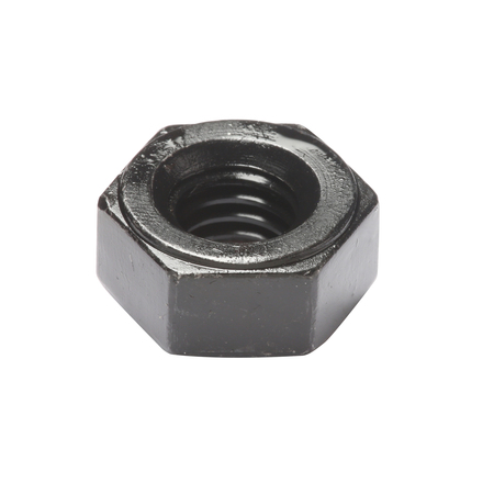 Zoro Select Heavy Hex Nut, 3/8"-16, Steel, Grade 2H, Black Oxide, 3/8 in Ht, 300 PK U22280.037.0001